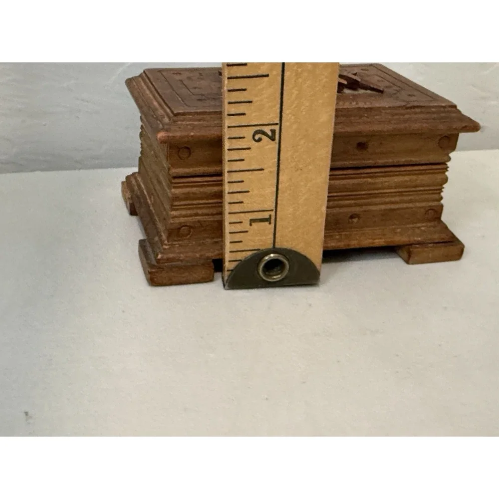 Antique German Warmbrunn Hand Carved Wood Trinket Jewelry Box Black Forest Style